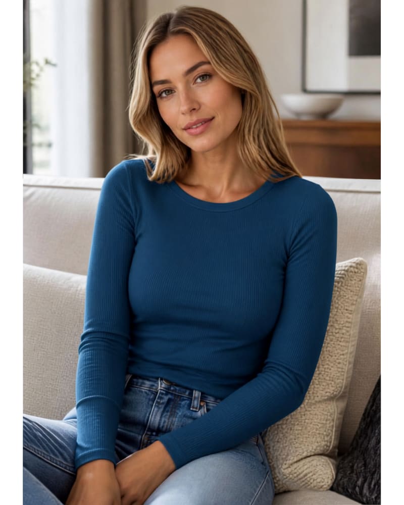 Christina Ribbed Fitted Long Sleeve T-Shirt_23