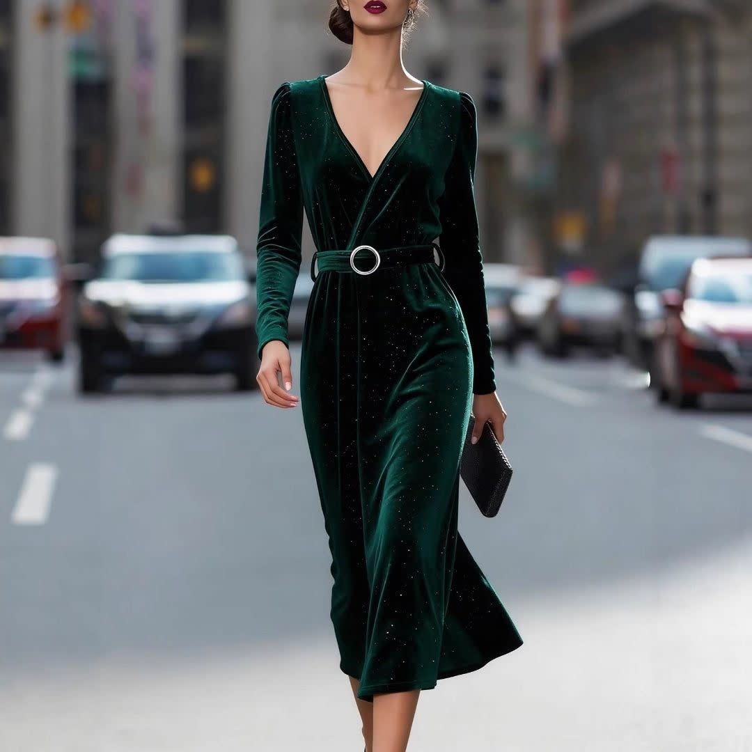 Drusilla Velvet Belted Midi Dress_2