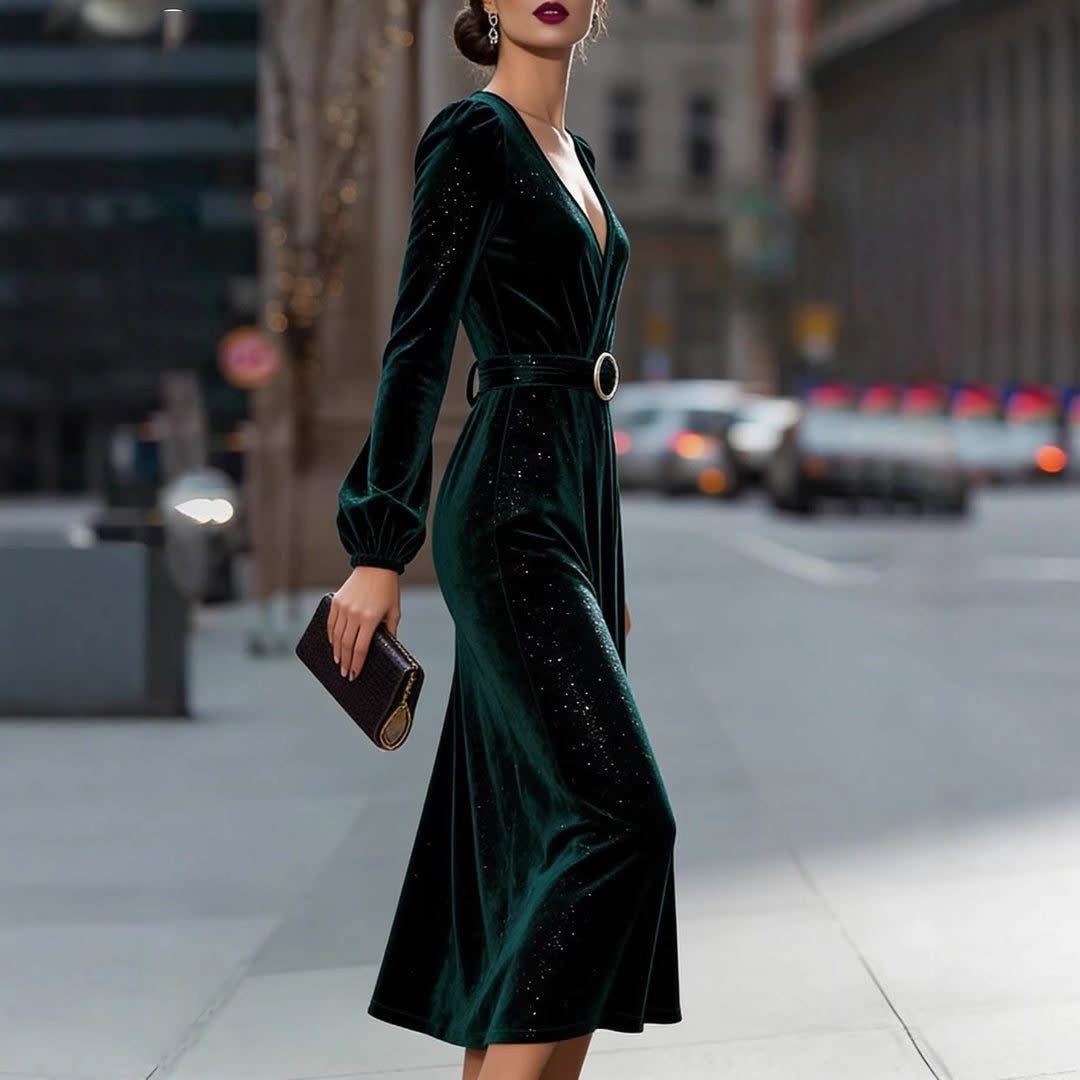 Drusilla Velvet Belted Midi Dress_3