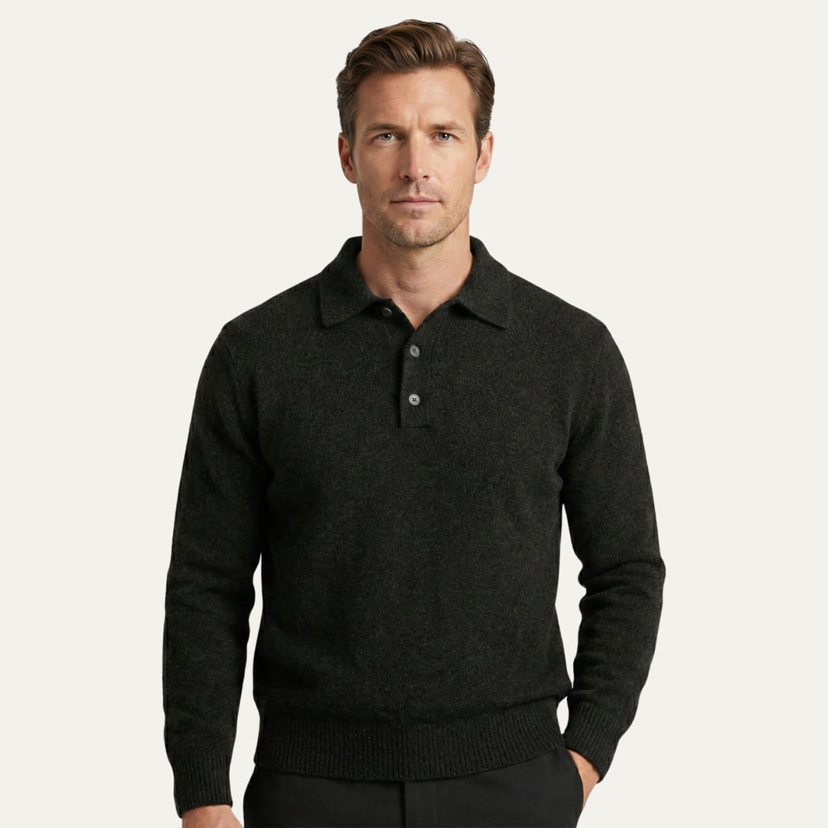 Javier Knit Long Sleeve Polo Sweater_4