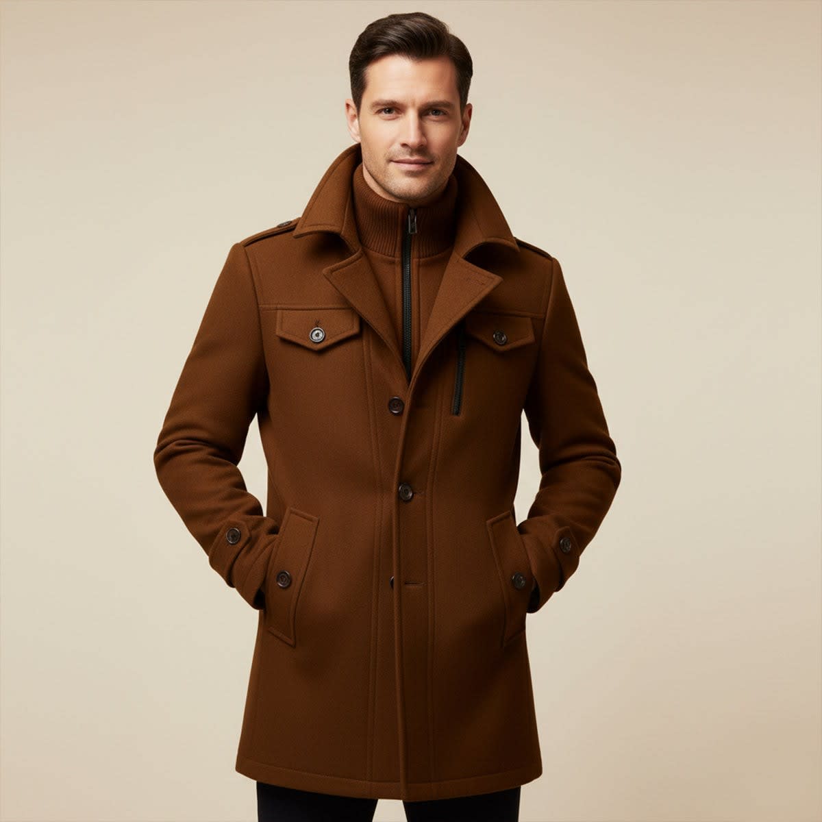 Kaleb Slim Fit Layered Winter Coat_2