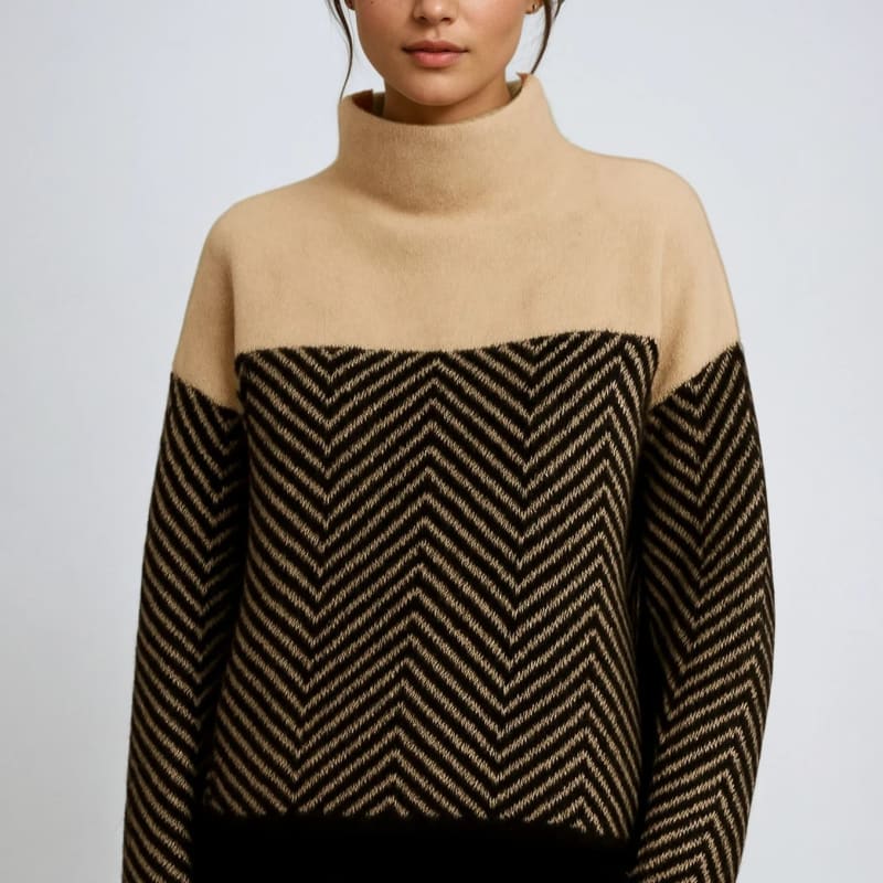 Orianne Chevron Knit Turtleneck Sweater_1