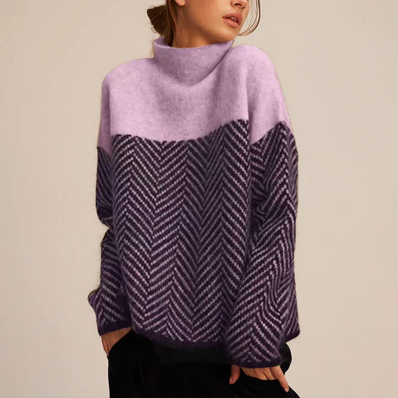 Orianne Chevron Knit Turtleneck Sweater_5