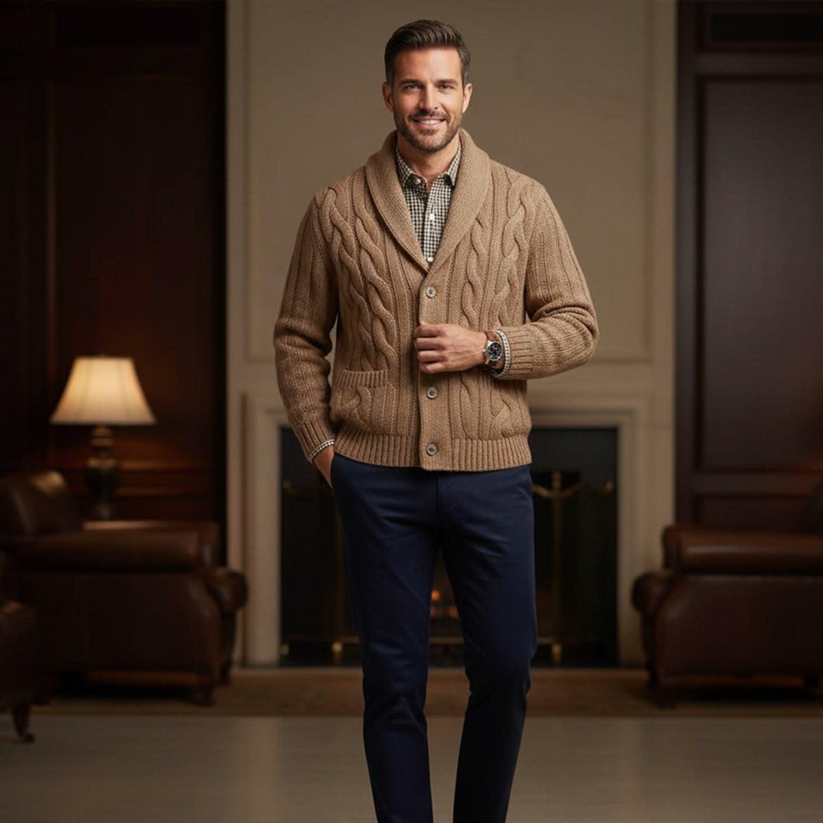 Jamal Merino Wool Shawl Collar Cardigan_11