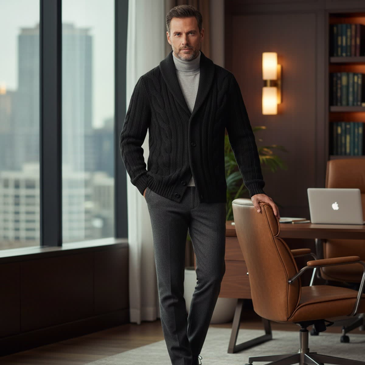Jamal Merino Wool Shawl Collar Cardigan_12