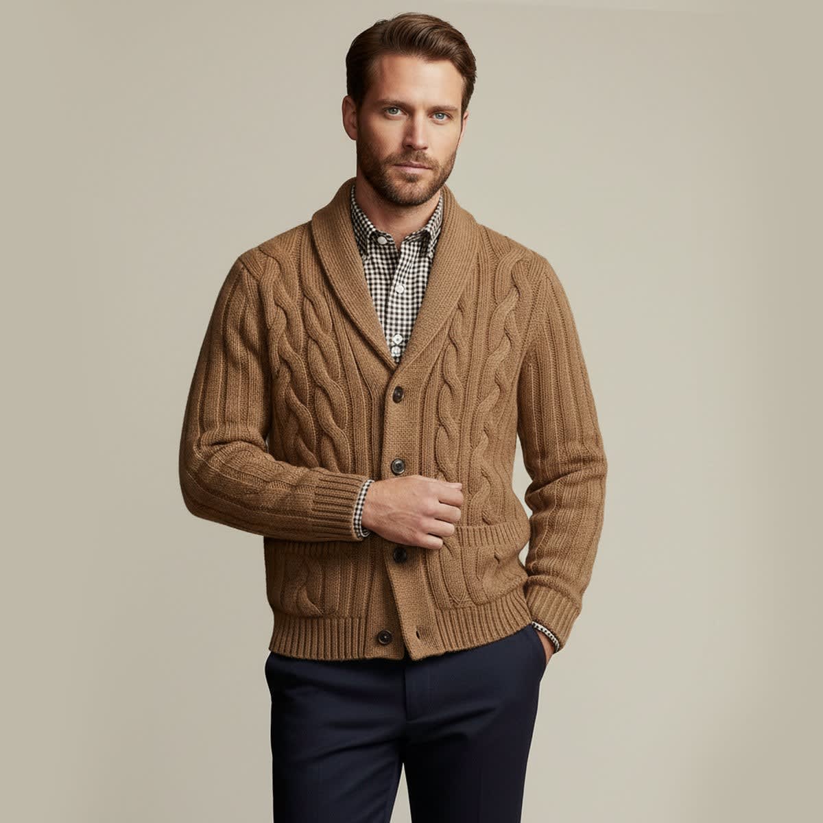 Jamal Merino Wool Shawl Collar Cardigan_2