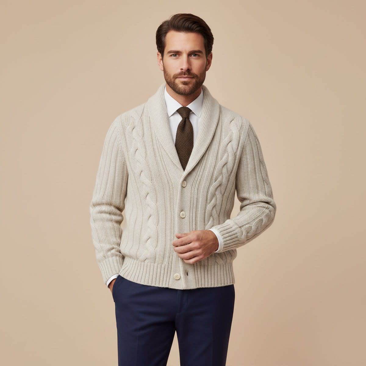 Jamal Merino Wool Shawl Collar Cardigan_9