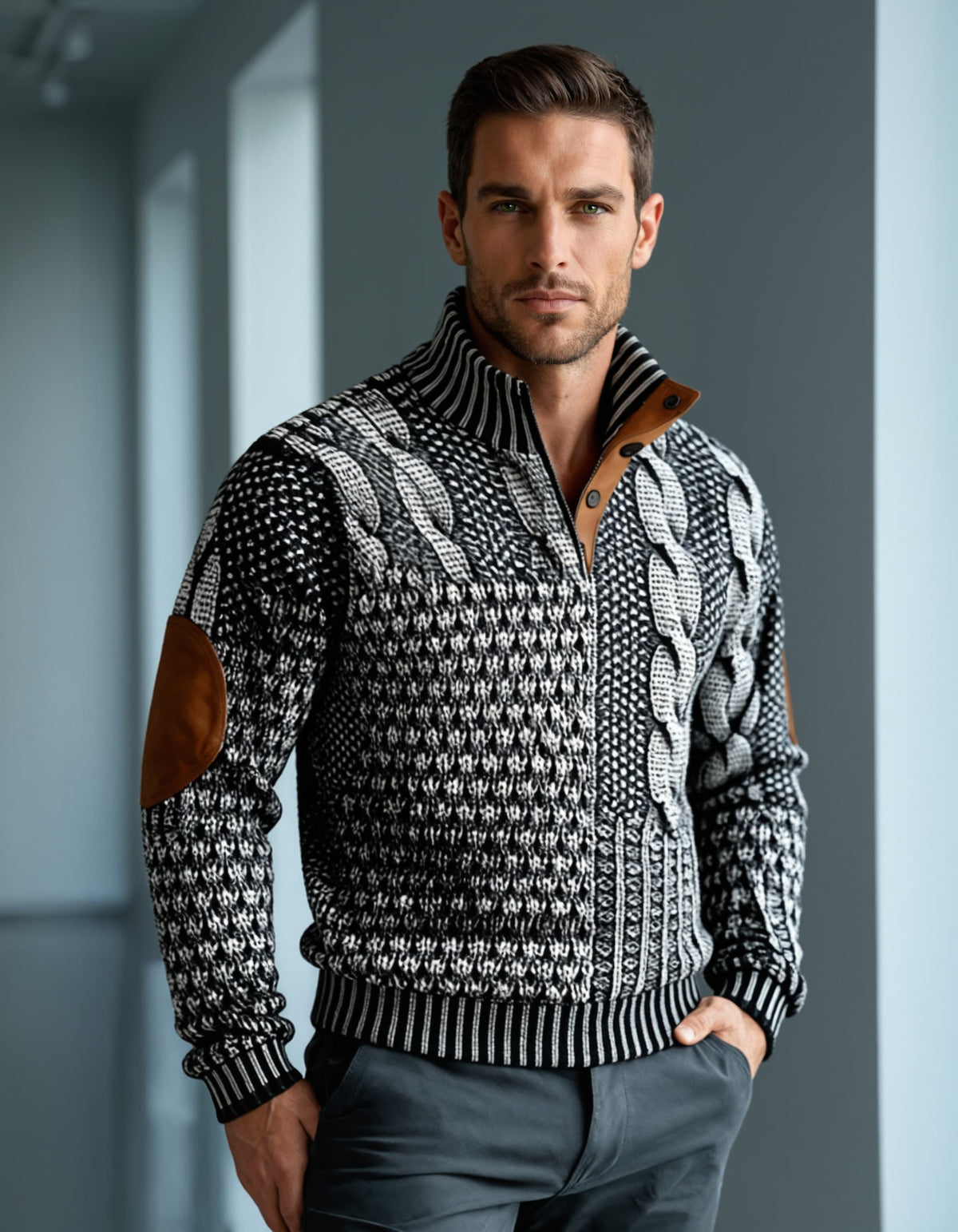Jeremy Cable Knit Elbow Patch Sweater_8