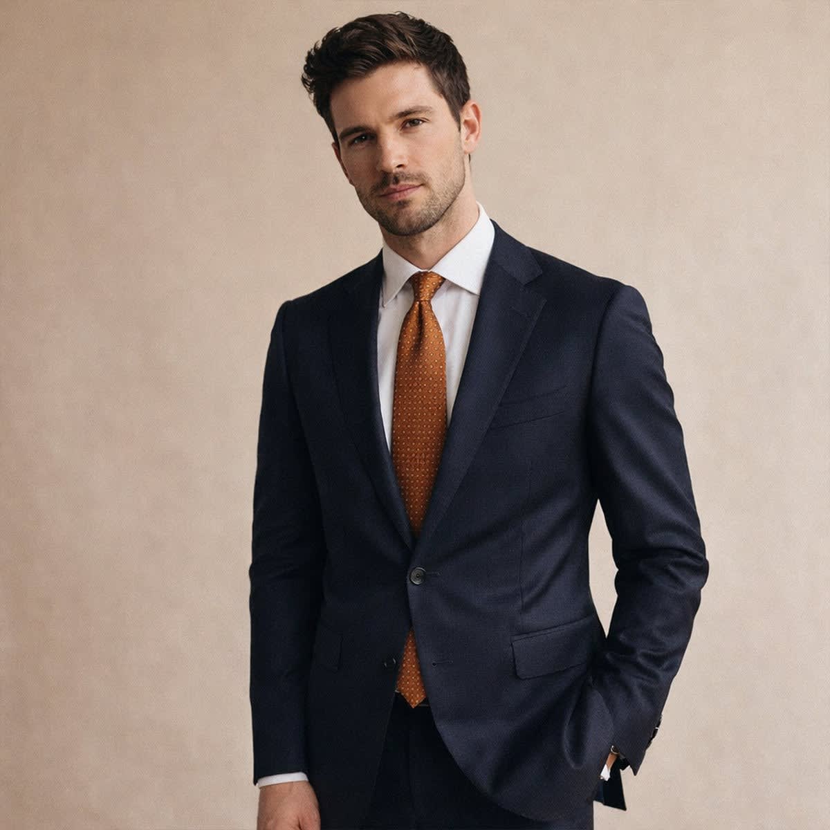 Cesar Orange Pin Dot Necktie_2