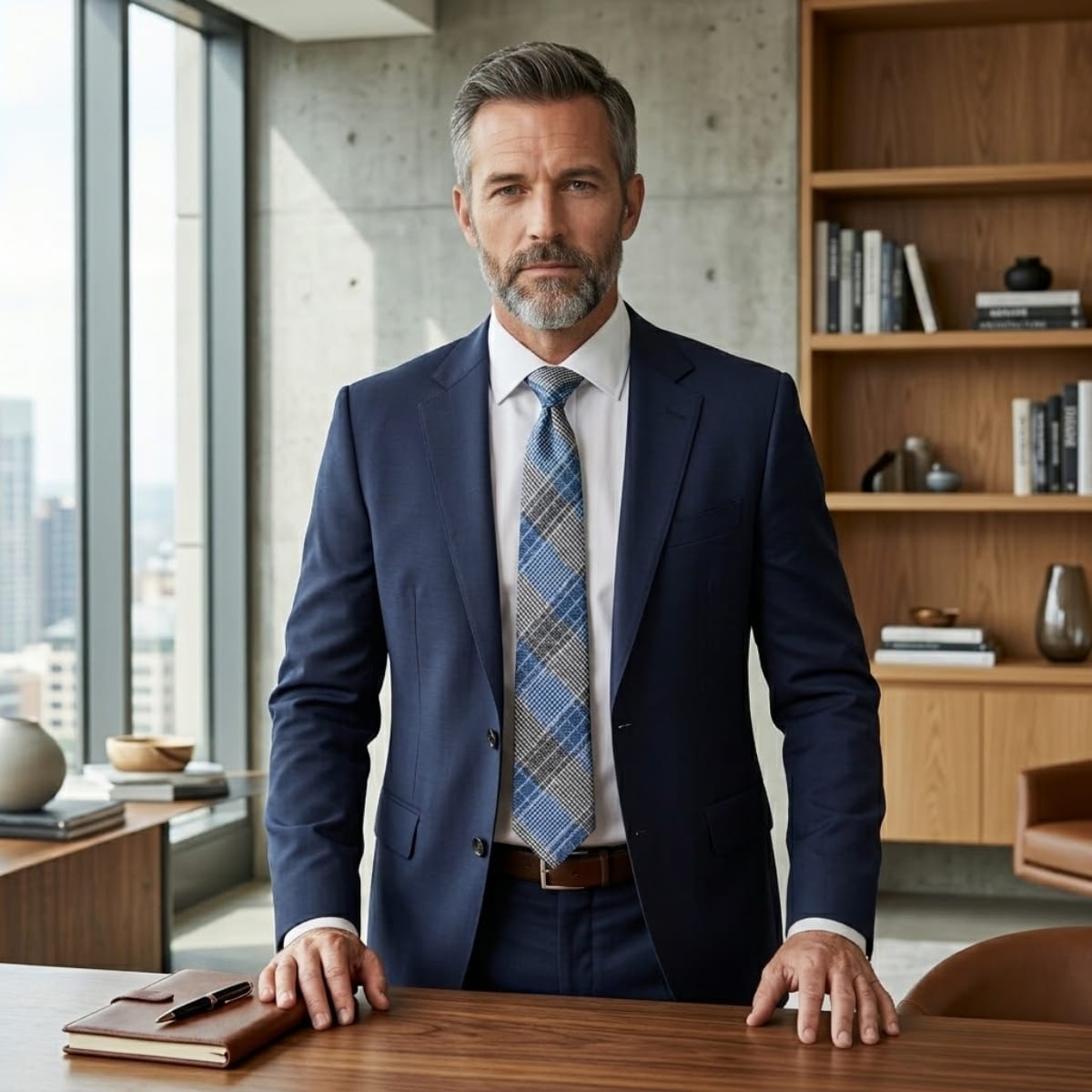 Dan Blue Check Necktie_3