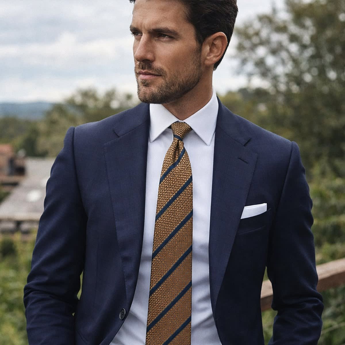 Benji Striped Jacquard Neck Tie_5
