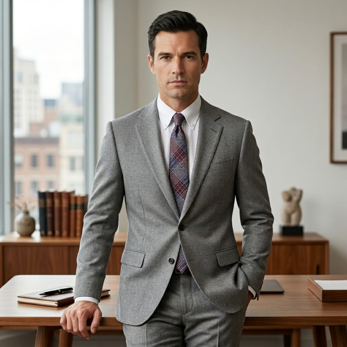 Danny Maroon Plaid Necktie_3