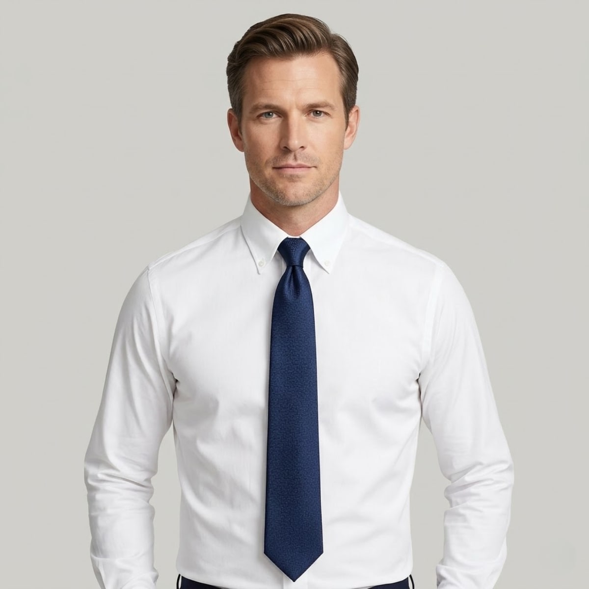 Carl Navy Herringbone Necktie_2