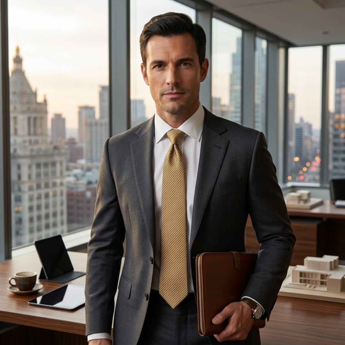 Conway Gold Basketweave Necktie_3