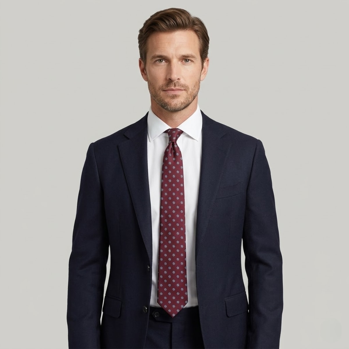 Campbell Burgundy Floral Necktie_2