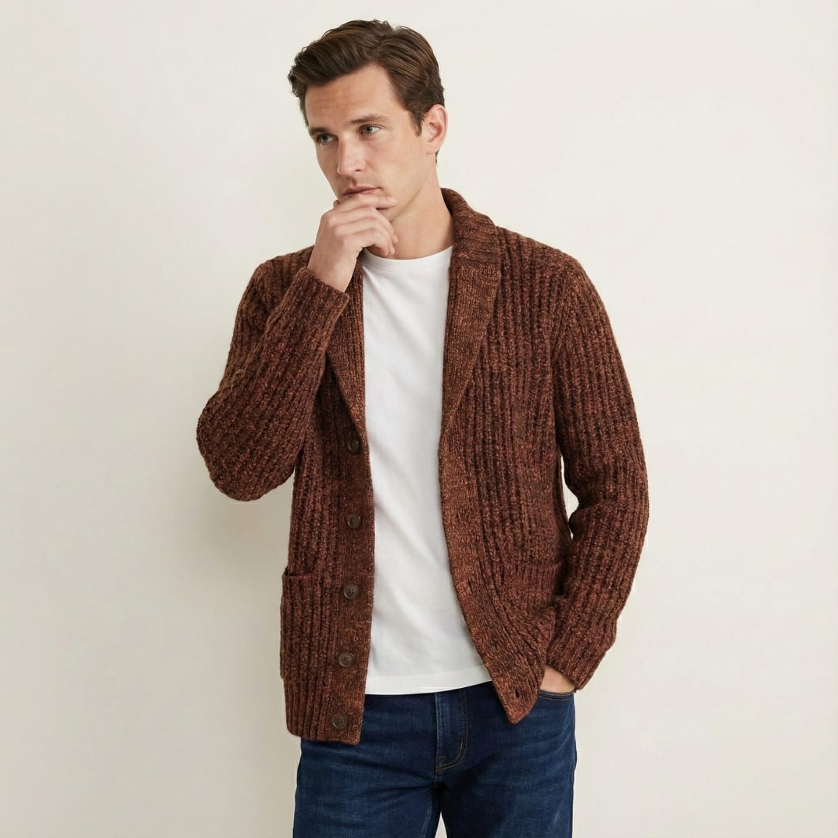 Tucker Chunky Knit Shawl Collar Cardigan_4