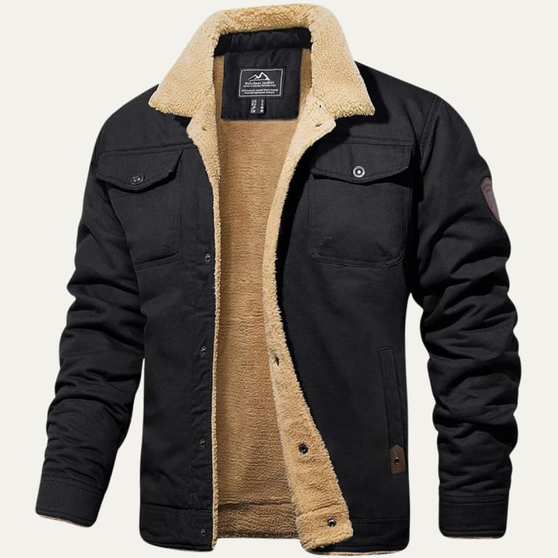 Kareem Sherpa Lined Cotton Trucker Jacket_1
