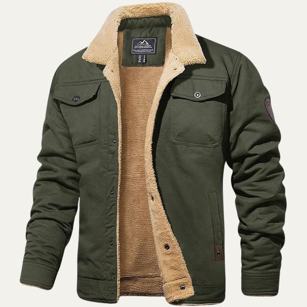 Kareem Sherpa Lined Cotton Trucker Jacket_11