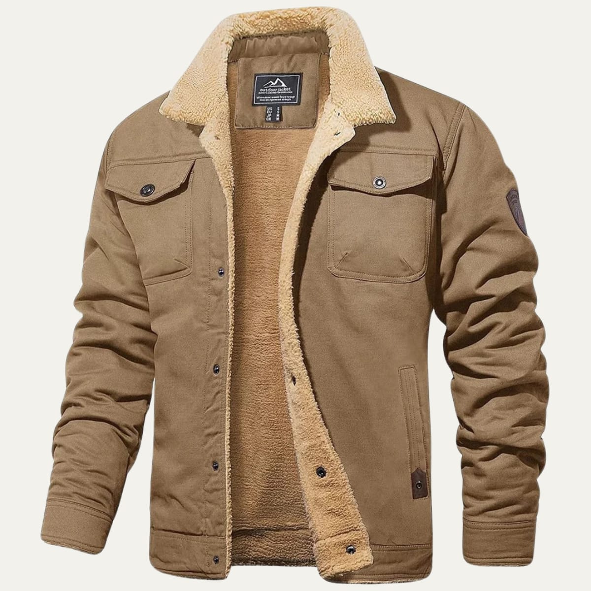 Kareem Sherpa Lined Cotton Trucker Jacket_5