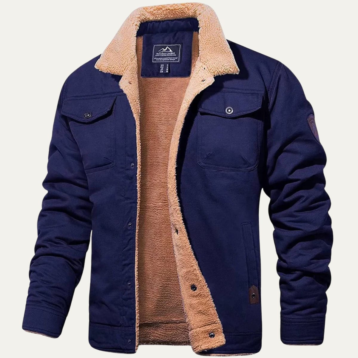 Kareem Sherpa Lined Cotton Trucker Jacket_7