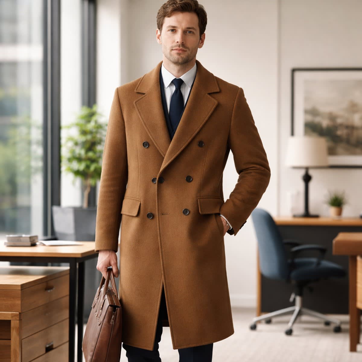 Jose Cotton Blend Double Breasted Overcoat_7