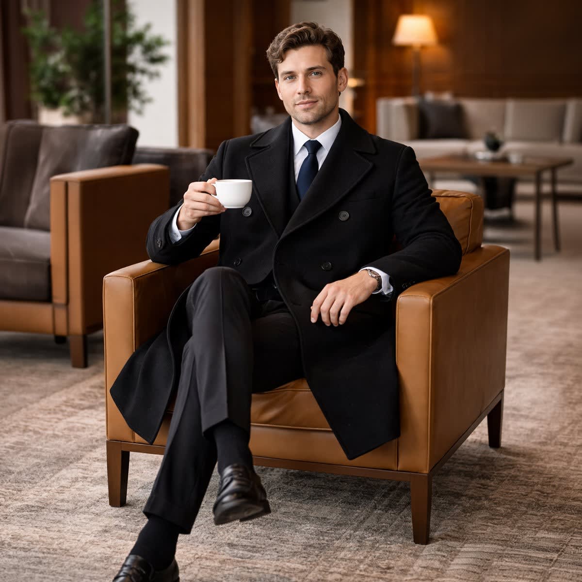 Jose Cotton Blend Double Breasted Overcoat_8