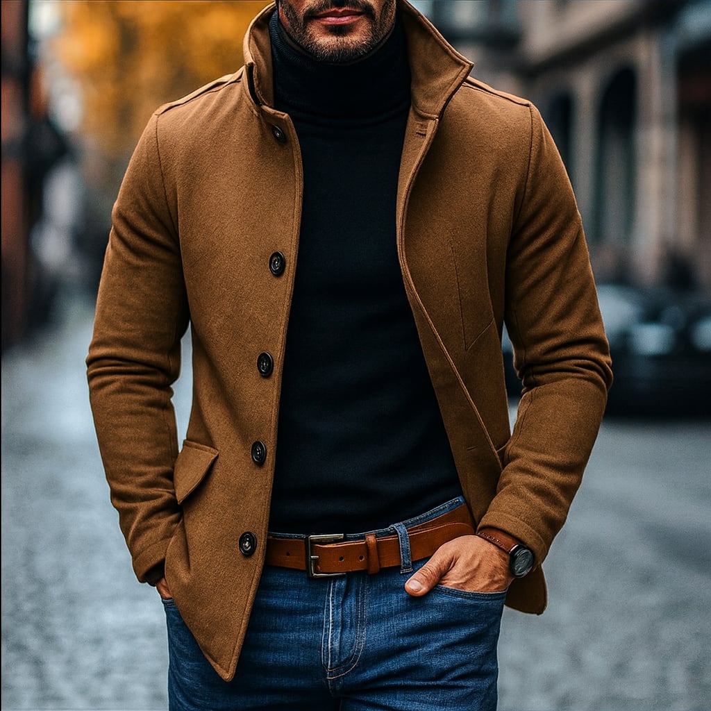 Brant Wool Blend Stand Collar Coat_3