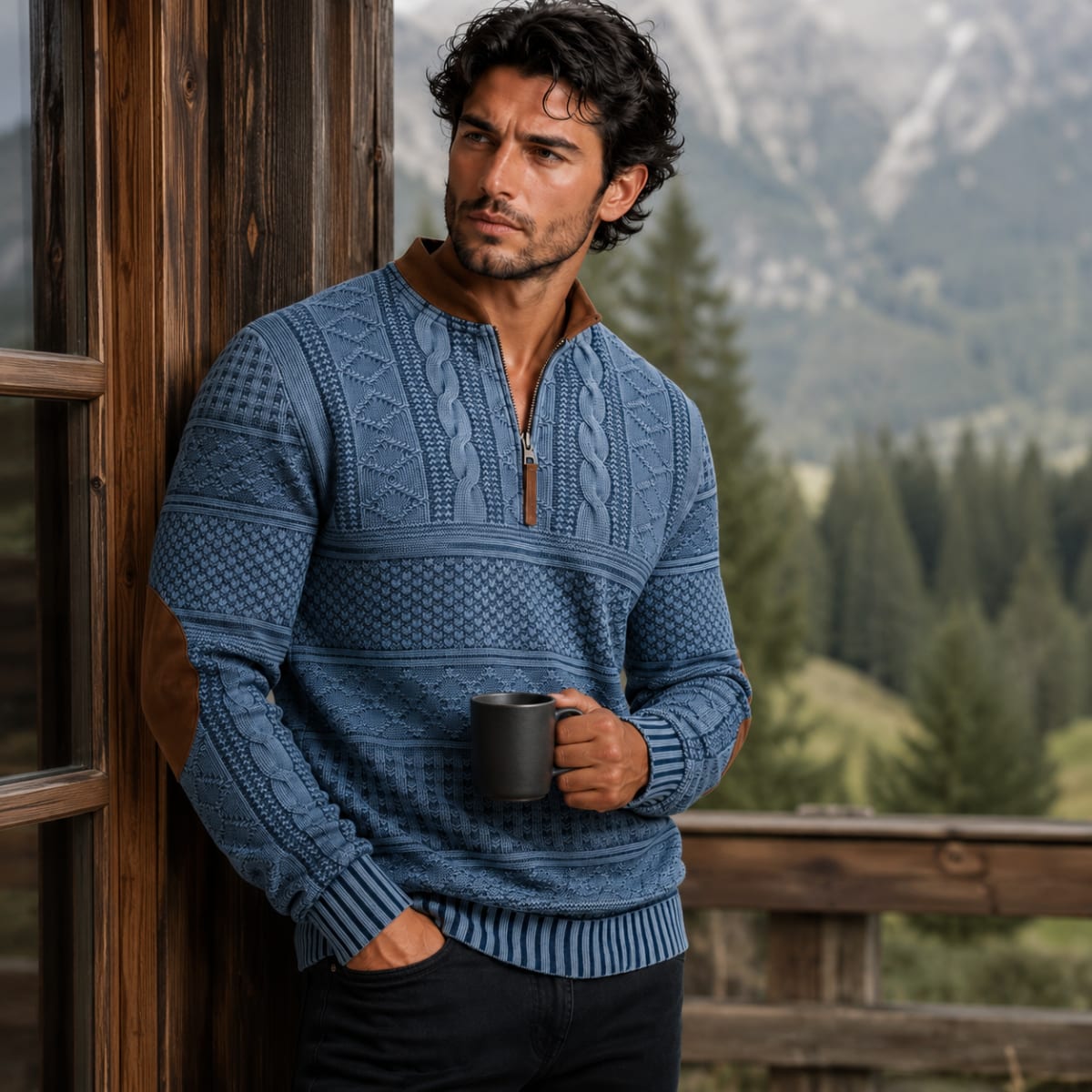 Kade Half Zip Cable Knit Sweater_10
