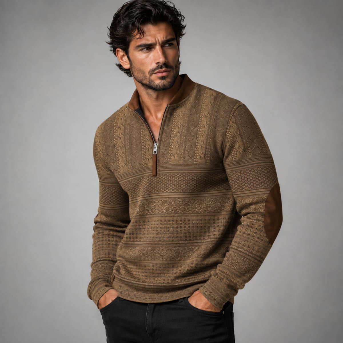 Kade Half Zip Cable Knit Sweater_6