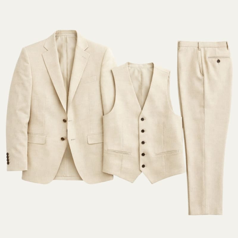 Bernard Linen Blend Three Piece Suit_1