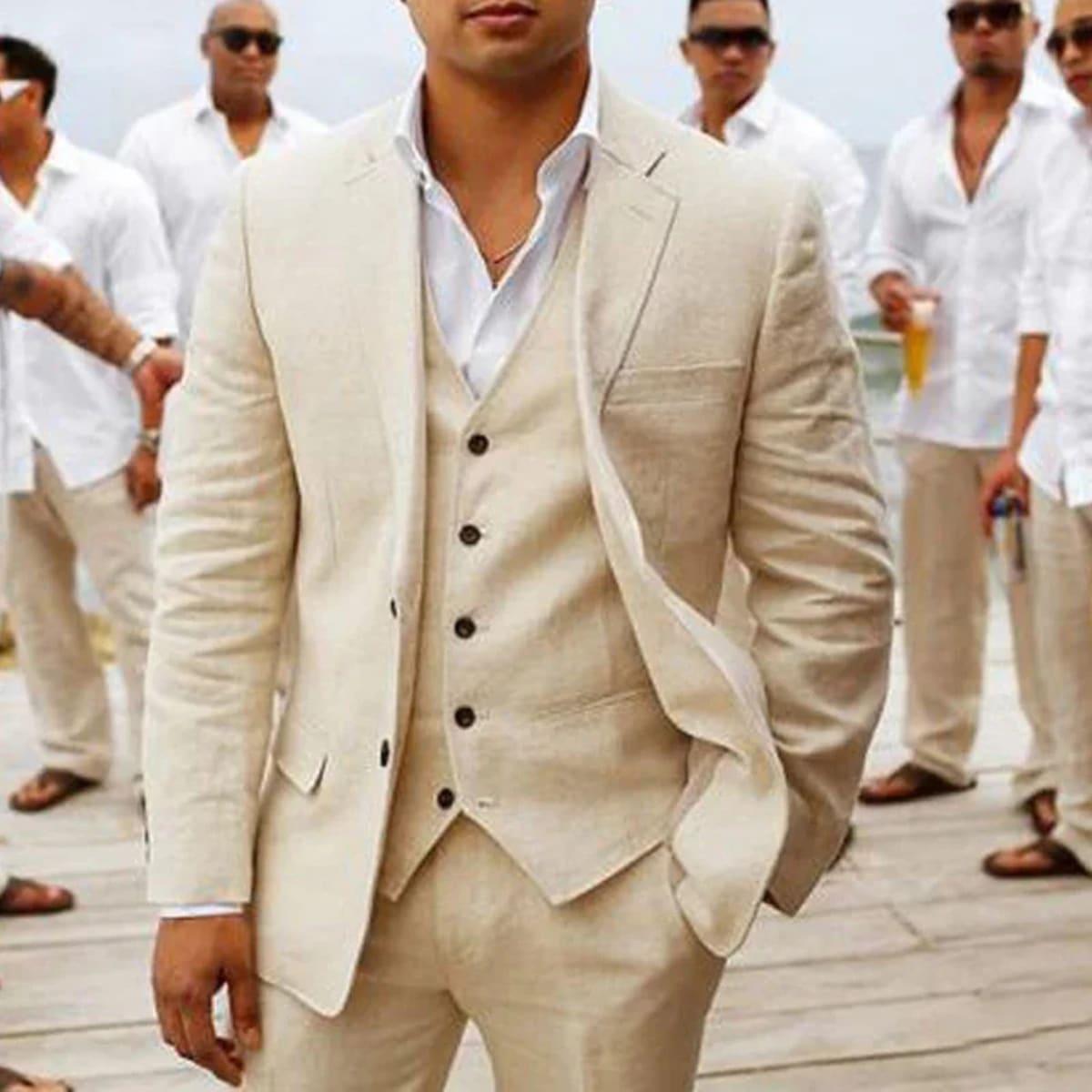 Bernard Linen Blend Three Piece Suit_2