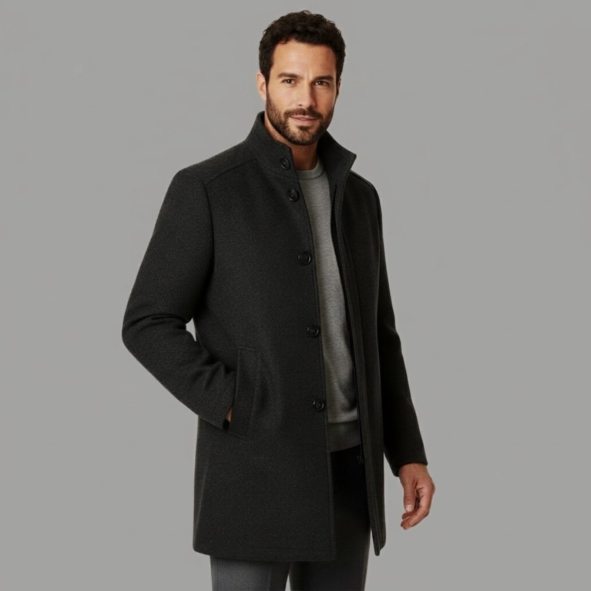 Jorge Wool Blend Stand Collar Overcoat_10