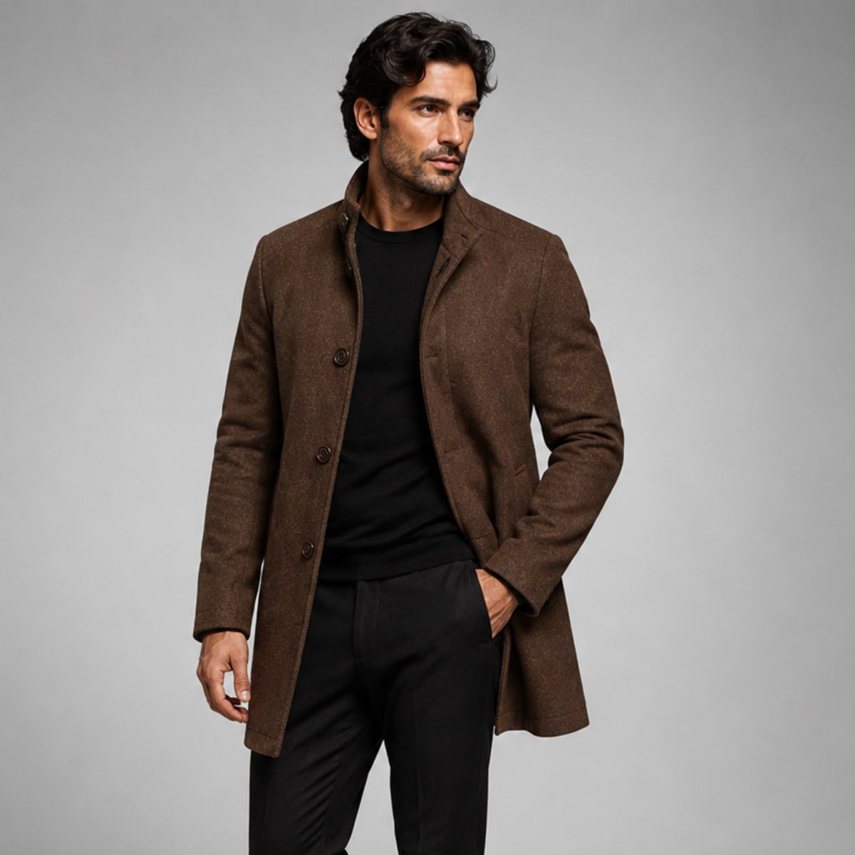 Jorge Wool Blend Stand Collar Overcoat_2
