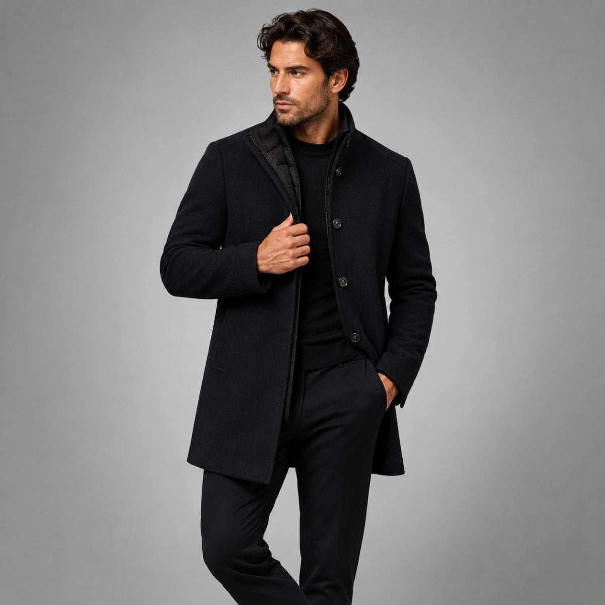 Jorge Wool Blend Stand Collar Overcoat_6