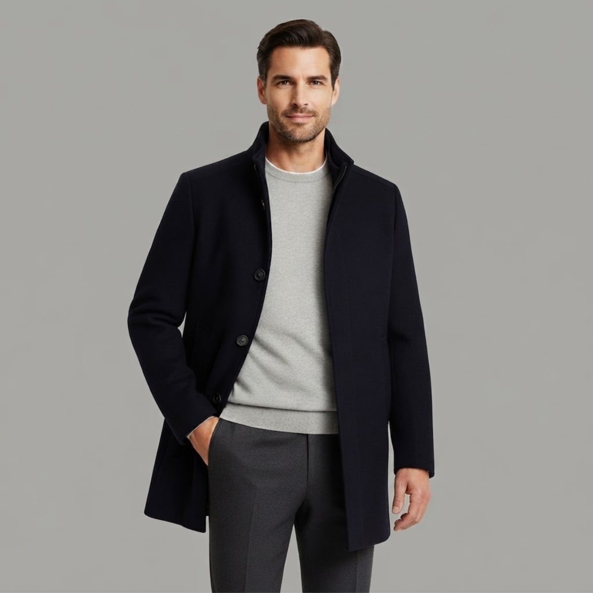 Jorge Wool Blend Stand Collar Overcoat_7