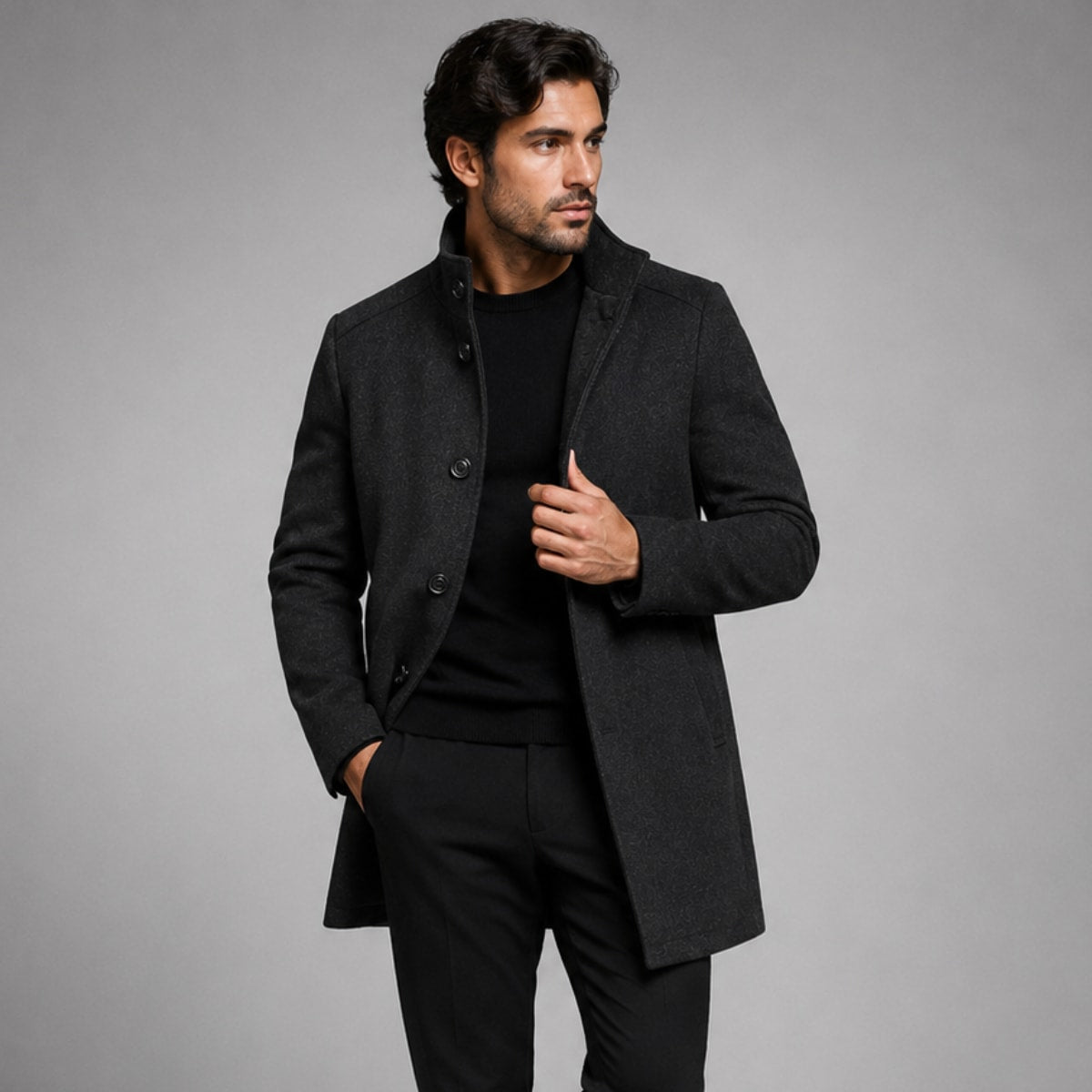 Jorge Wool Blend Stand Collar Overcoat_9