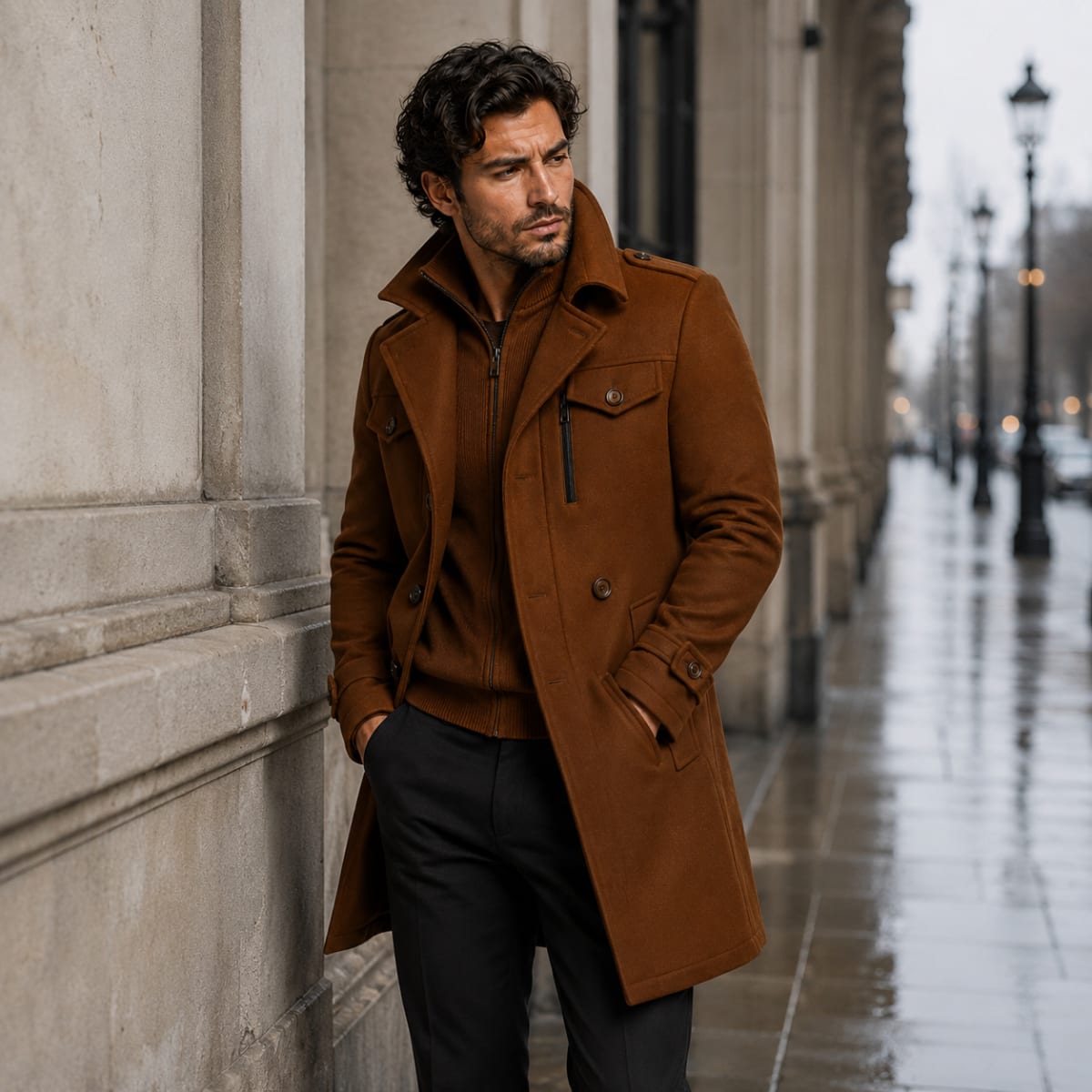 John Layered Collar Slim Fit Coat_10