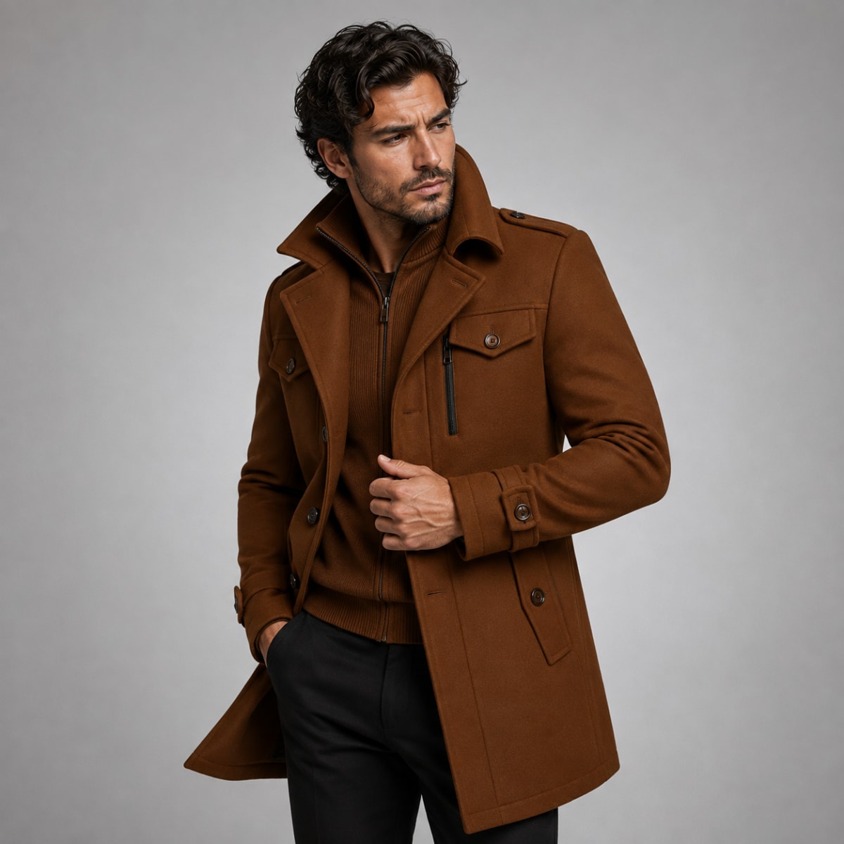 John Layered Collar Slim Fit Coat_7