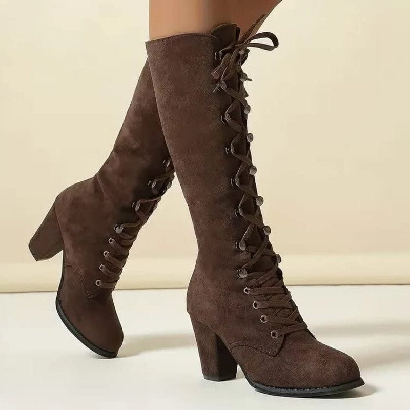 Kalypso Suede Block Heel Knee High Boots_1