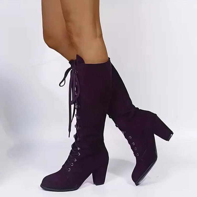 Kalypso Suede Block Heel Knee High Boots_10