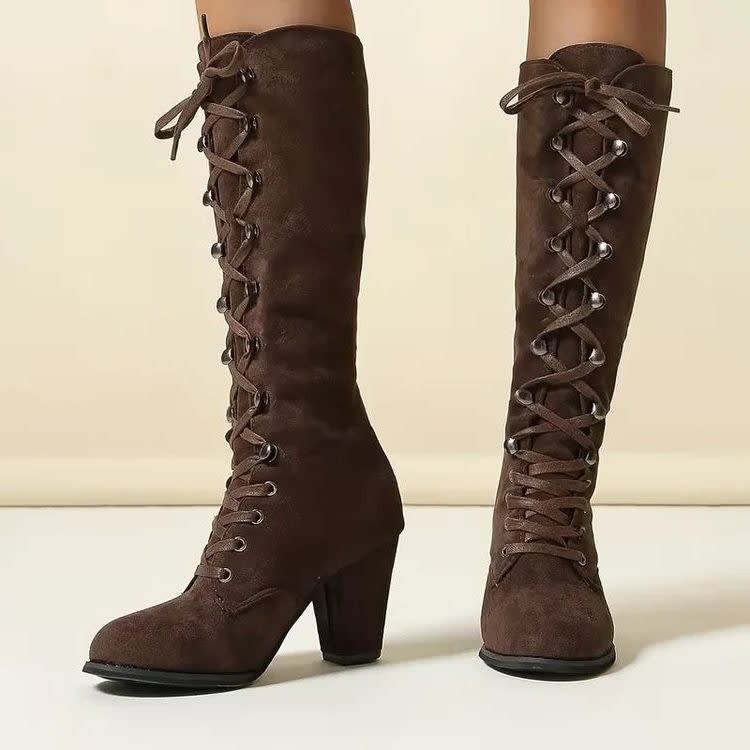 Kalypso Suede Block Heel Knee High Boots_4