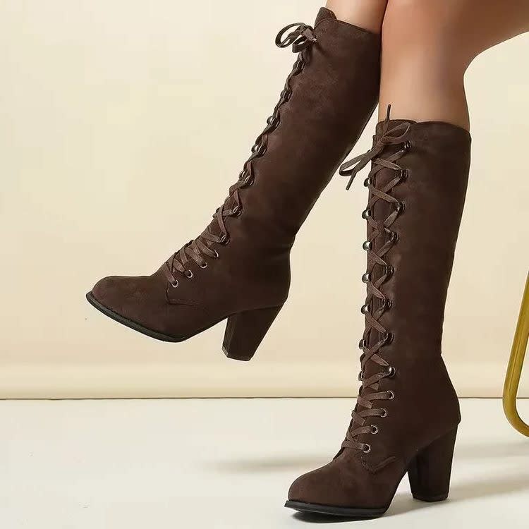 Kalypso Suede Block Heel Knee High Boots_5