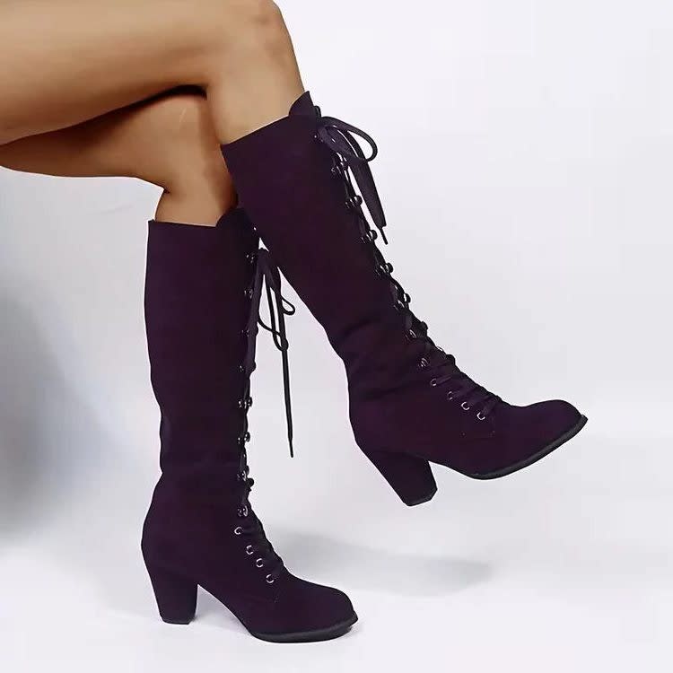Kalypso Suede Block Heel Knee High Boots_9