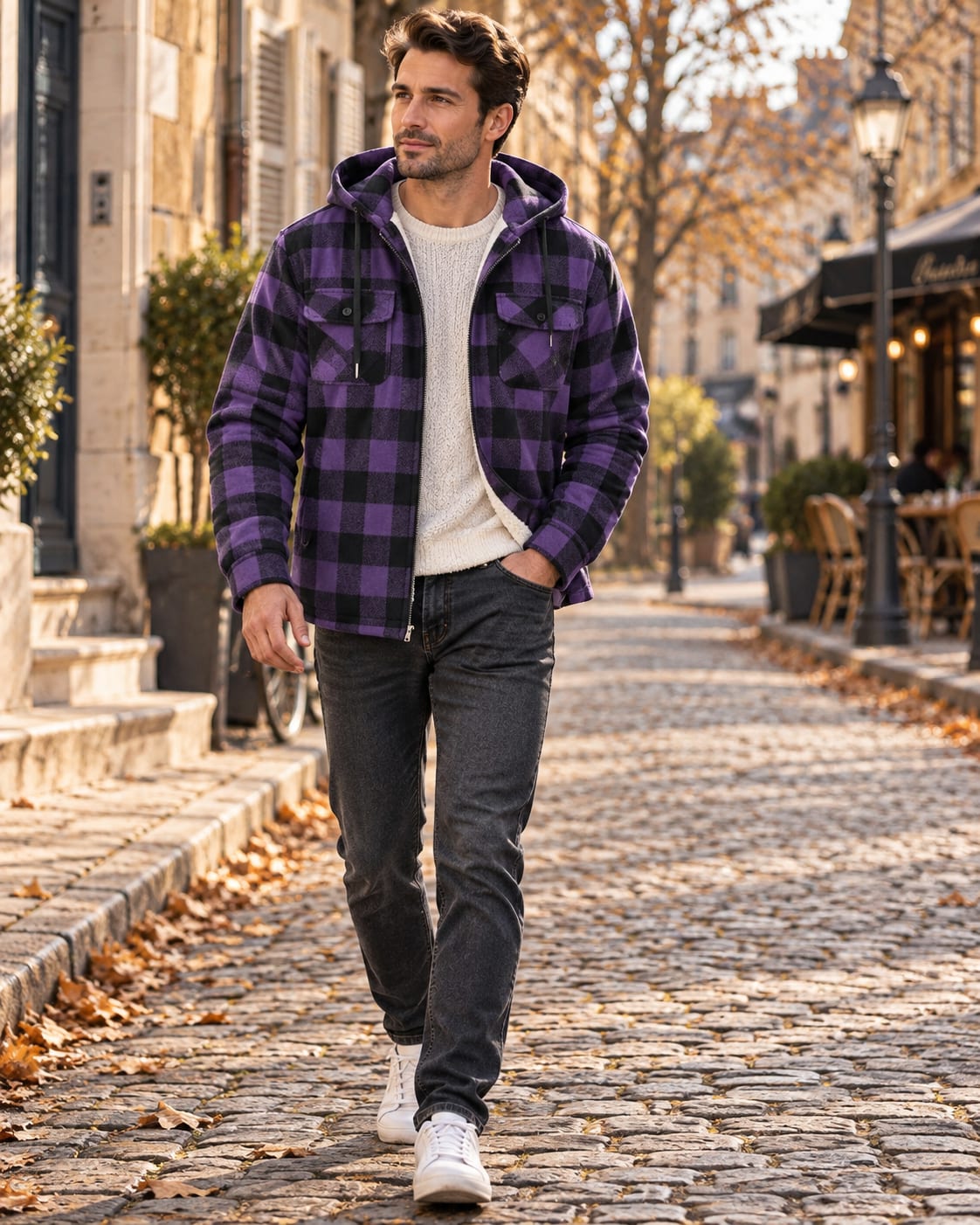 Beckett Plaid Sherpa Lined Hooded Jacket_6