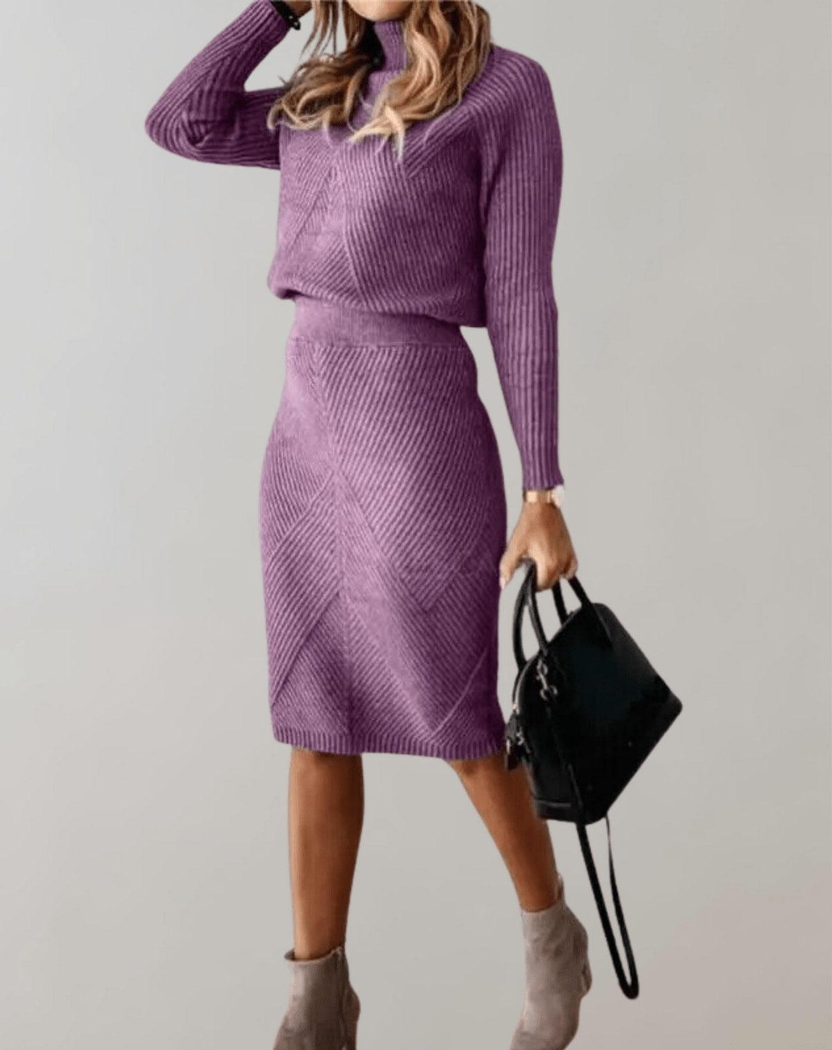 Remi Ribbed Knit Turtleneck Skirt Set_8