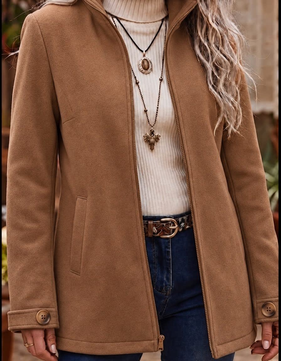 Fioretta Stand Collar Zip Up Jacket_3