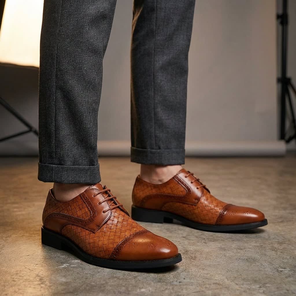 Sheldon Italian Leather Brogue Oxford Shoes_9