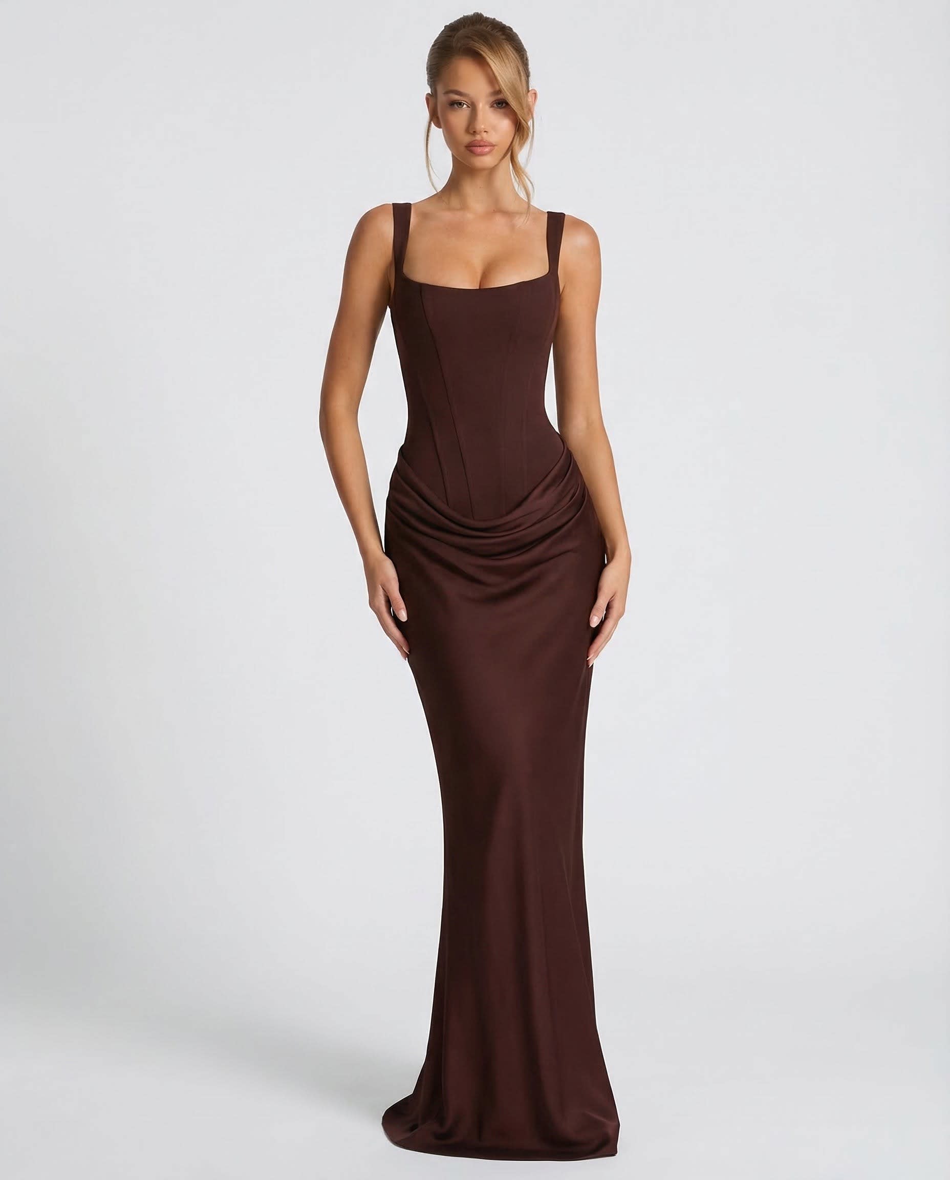 Nieves Draped Corset Evening Gown_3