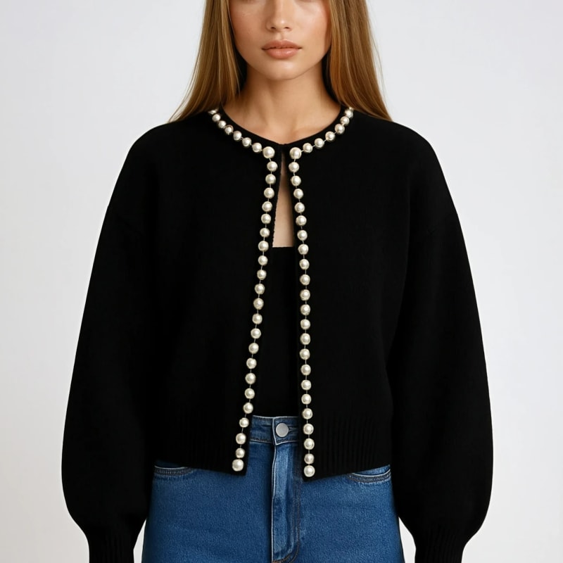Gunhild Pearl Trim Knit Cardigan_1