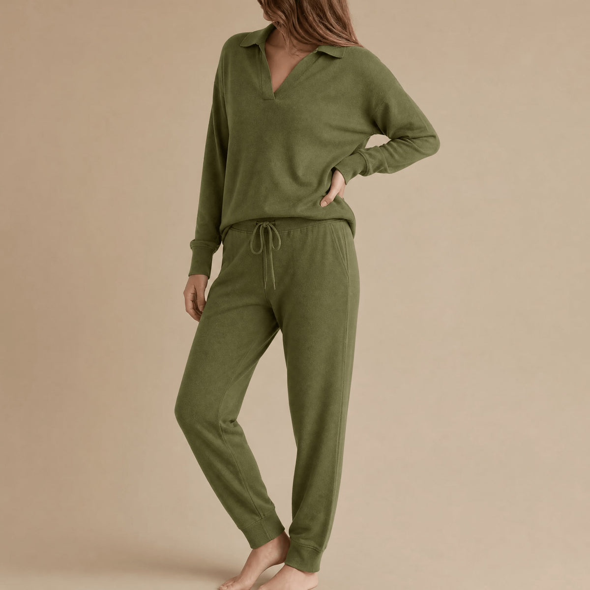 Felicity Collared V-Neck Top and Wide Leg Pants Lounge Set_12
